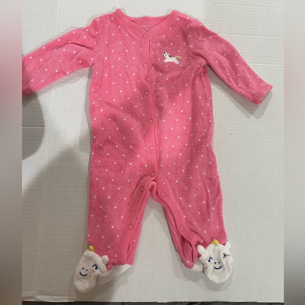 Carters baby girl pink unicorn footed pajama size 3 months